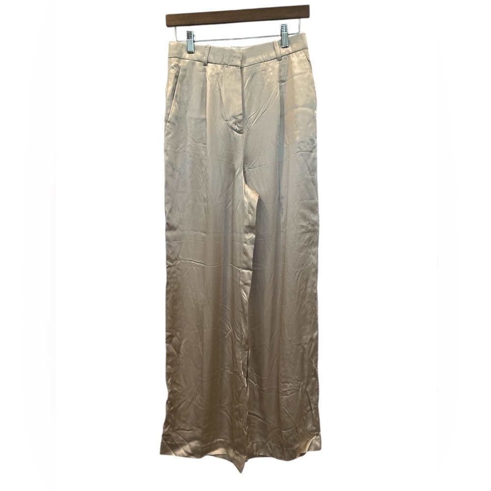 Zara Satin Trousers in Cream